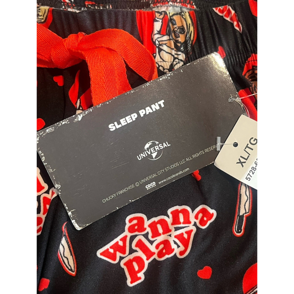 Chucky Pajama Lounge Pants Mens Size Small Black Red - Picture 9 of 10